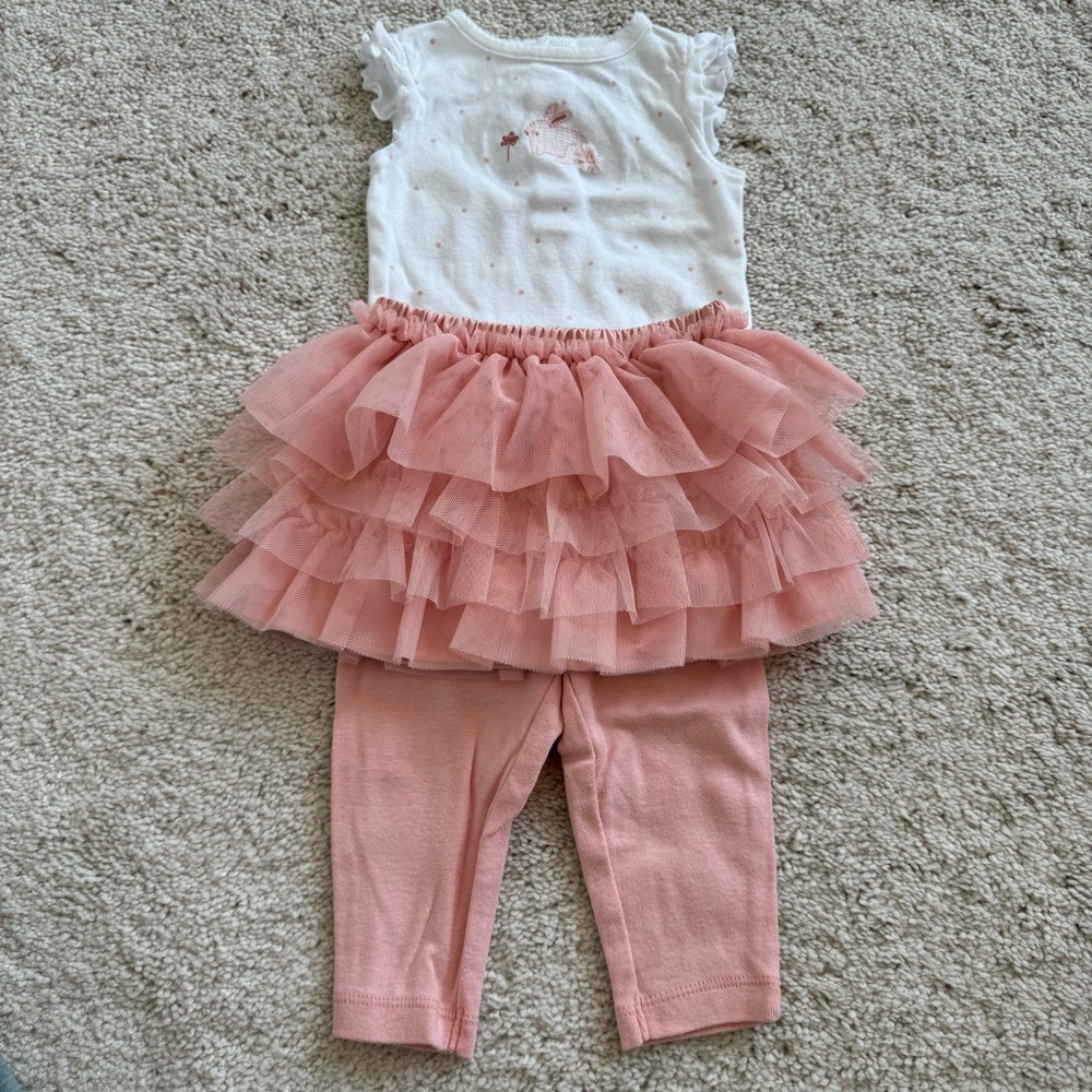 6M Bunny Carter’s Baby Clothes 1 Onesie, 1 Skirt, 1 Pants